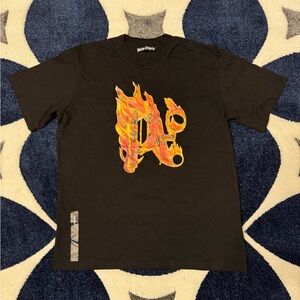 Palm Angels PA Fire Logo Black T-Shirt Size Large